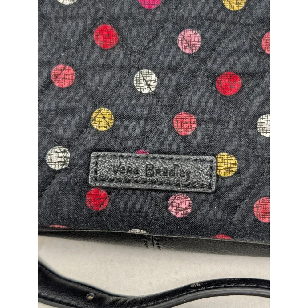 Vera Bradley Black Polka Dot Quilted Crossbody Bag and Matching Wallet Set
